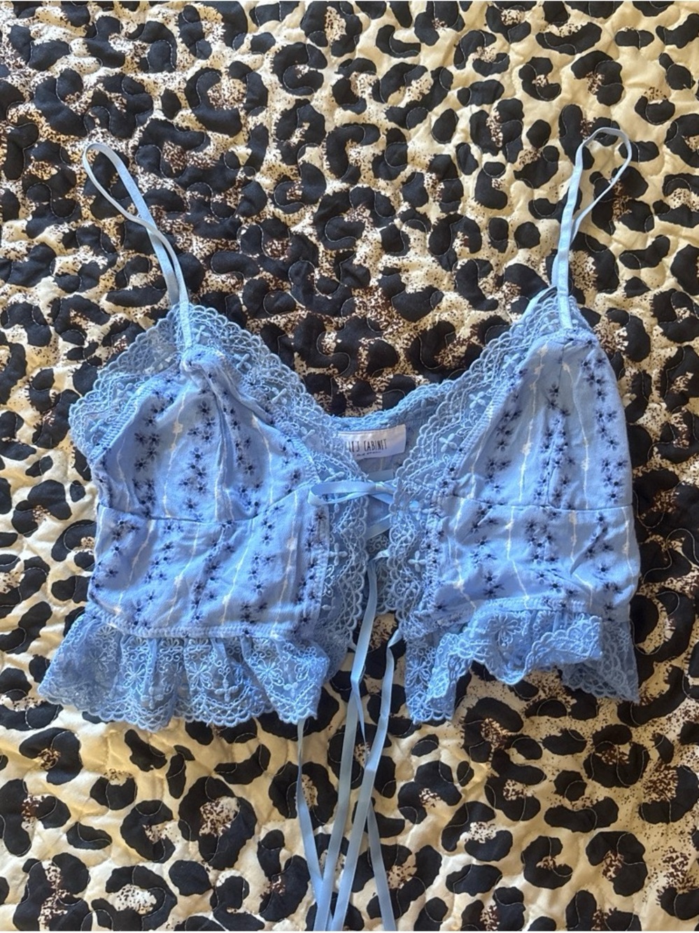 ISABELLES CABINET Light Blue Lace-Trim Bralette